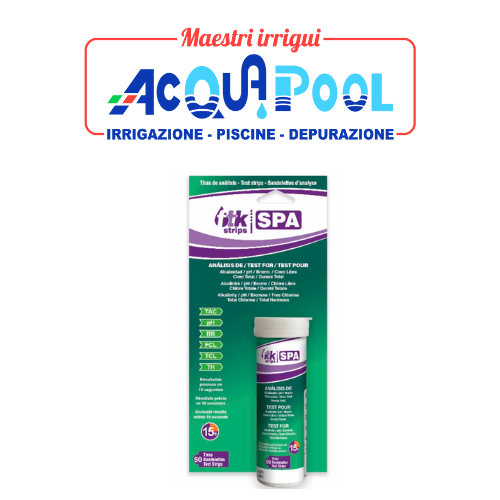 6 in 1 PH, cloro residuo e totale, bromo, alcalinità totale, durezza