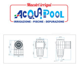 Skimmer a bocca stretta in ABS bianco per cemento con membrana in PVC POOL'S