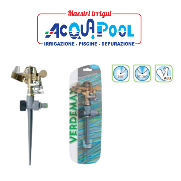 IRRIGATORE PULSANTE METALLO - 360° O SETTORE VERDEMAX ART. 9543