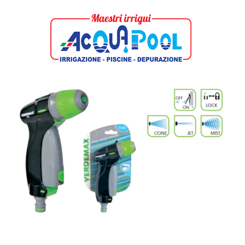 PISTOLA A SPRUZZO REGOLABILE -PULSANTE ON /OFF E LOCK  VERDEMAX ART. 9508