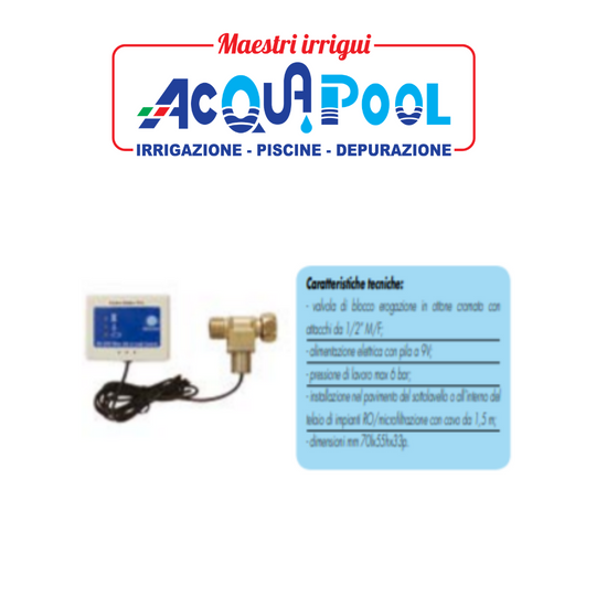AS-420BR allarme antiallagamento e durata residua del filtro con valvola di blocco in ottone cromato