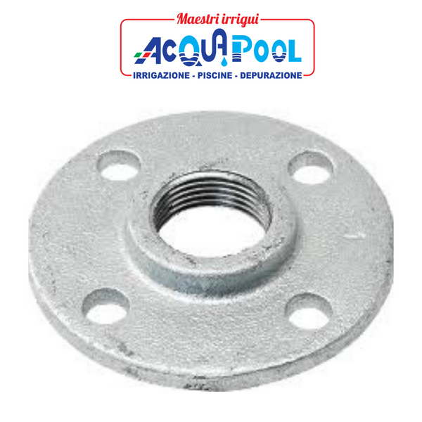 FLANGIA CON 4 FORI ZINCATA IN FERRO