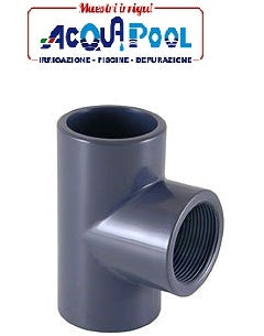 Tee in PVC incollaggio laterale/filetto centrale